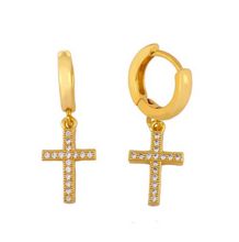 Load image into Gallery viewer, Gold Plated Cross Earrings
